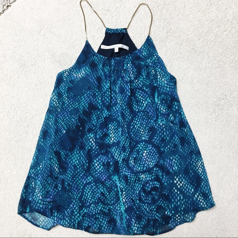 Rachel Roy Gold Chain Blue Tank Top